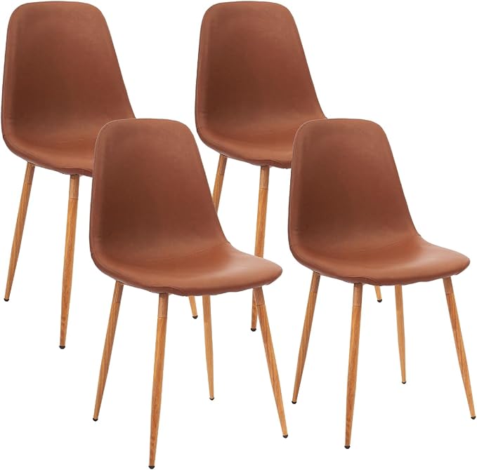 CangLong Dining Chairs Set of 4, High-tech Fabric Comfy Kitchen Side Chairs with Durable & Breathable Seat Cushion, Upholstered Dining Room Chairs with Sturdy Metal Legs for Dining Room, Light Grey
